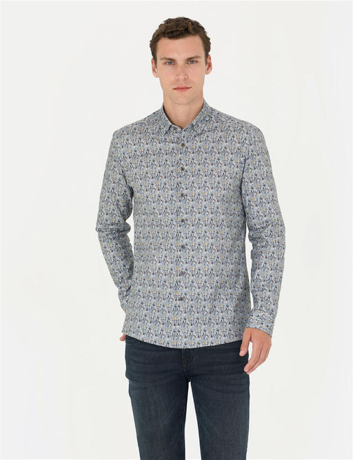 Petrol Slim Fit Uzun Kollu G_mlek