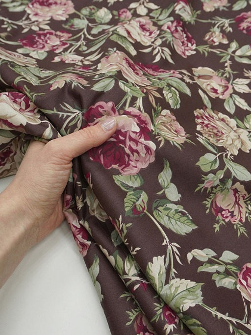 Сатин Античные розы цв.горький шоколад, ш.1.6м, хлопок-100%, 110гр/м.кв - Купава фото 11