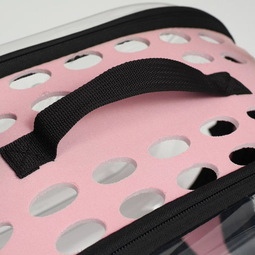 Переноска для животных прозрачная, 42*32*28 см, розовая - Пижон фото 6