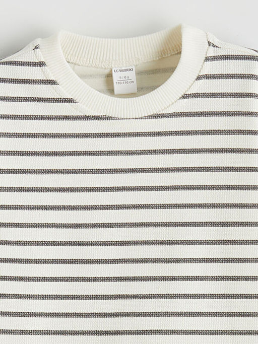 Bisiklet Yaka ?izgili Erkek ?ocuk Sweatshirt