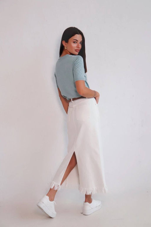 Martichelli Юбка джинсовая белая  фото 3