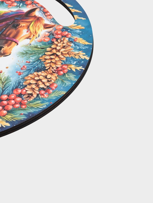 Доска разделочная сувенирная Дарим Красиво Символ года. С новым годом, d=25.5 см, дерево, разноцветная