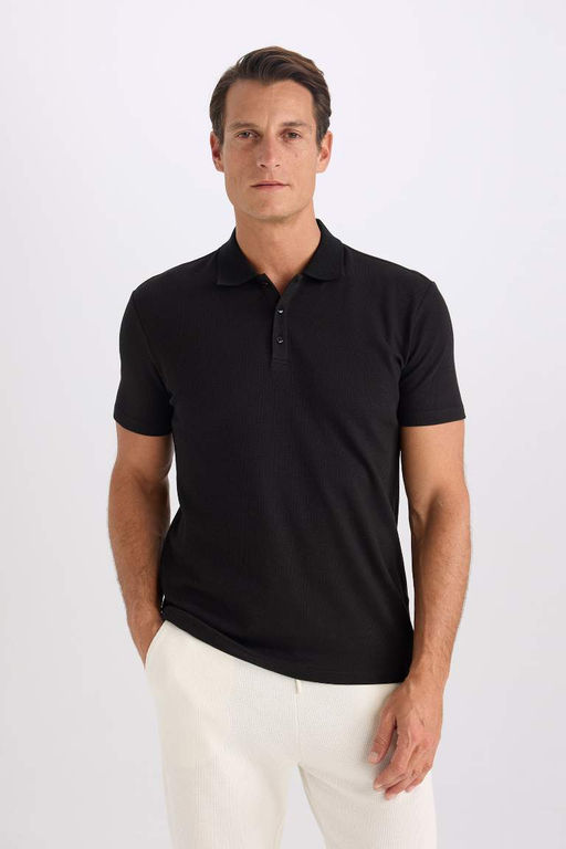 Slim Fit Dar Kesim Basic Duz K?sa Kollu Polo Tisort - Defacto фото 2