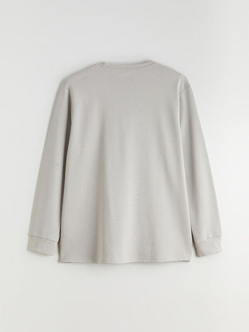 B?y?k Beden Bisiklet Yaka Bask?l? Erkek Sweatshirt