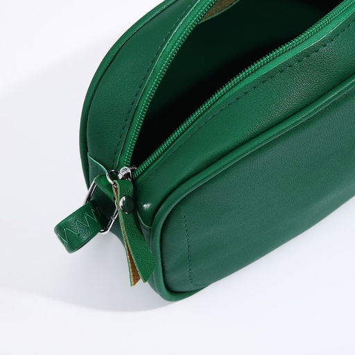 Сумка женская кросс-боди на молнии, 21×7×14 см, зелёная