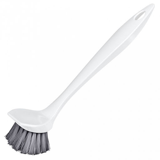 Щетка для посуды пластмассовая "Good" 23х5х5см, с прямой ручкой, белый (Россия)