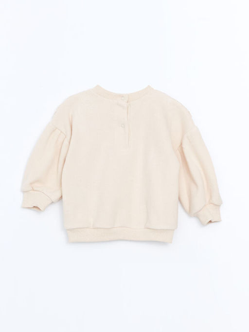 Bebe Yaka Uzun Kollu Nak??l? K?z Bebek Sweatshirt ve Tayt 2li Tak?m - Waikiki фото 3