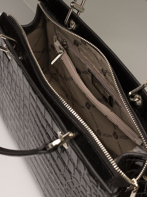 LACCOMA сумка НИ7238-черный натуральная кожа хлопок  фото 4