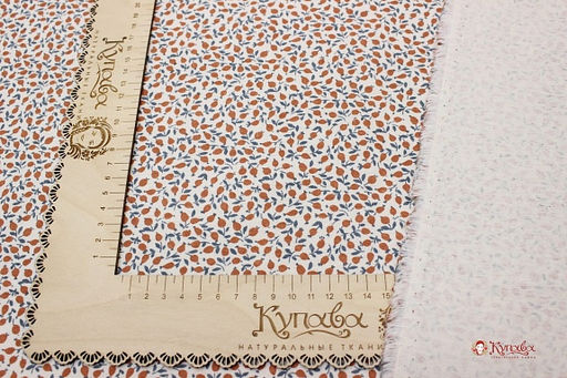 Теплый хлопок Россыпь бутончиков цв.терракотовый, ш.1.5м, хлопок-100%, 158гр/м.кв - Купава фото 3