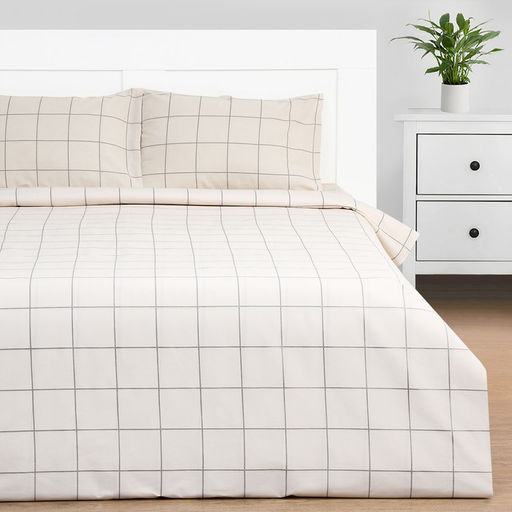 Постельное бельё Этель 2 сп Клетка цвет бежевый 175х215, 200х220, 50х70-2 шт, бязь, 125 г/м2