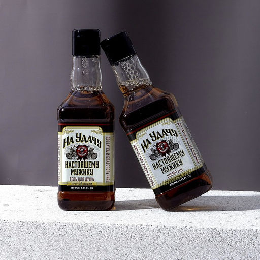 Подарочный набор «На удачу»: гель для душа и шампунь для волос виски, 2×250 мл, Чистое счастье