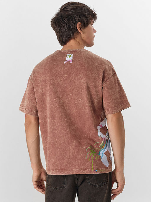 Футболка мужская коричневая с обработкой эйсид