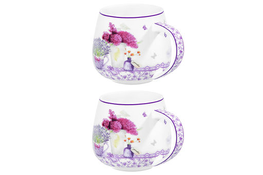 Набор 2 кружек 400 мл 13*10*8,5 см Лаванда бочонок, NEW BONE CHINA - Elan gallery фото 5