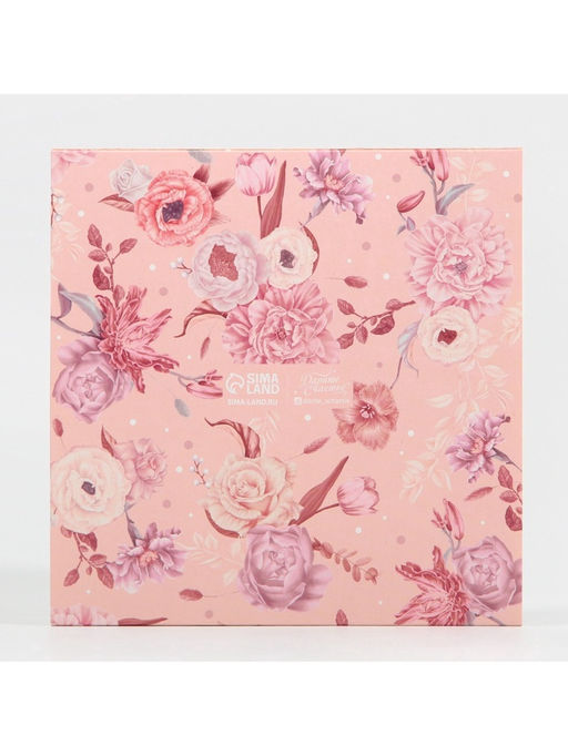 Цена за 5 шт. Коробка под 8 конфет и шоколад с ячейками Розовые цветы 18 х 18 х 4 см - Дарите счастье фото 5