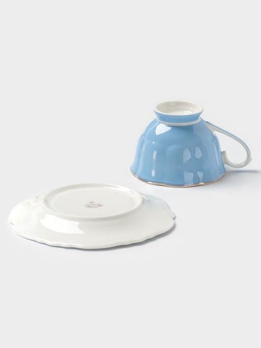 Чайная пара WY Royal blue, фарфор, 220 мл, голубая