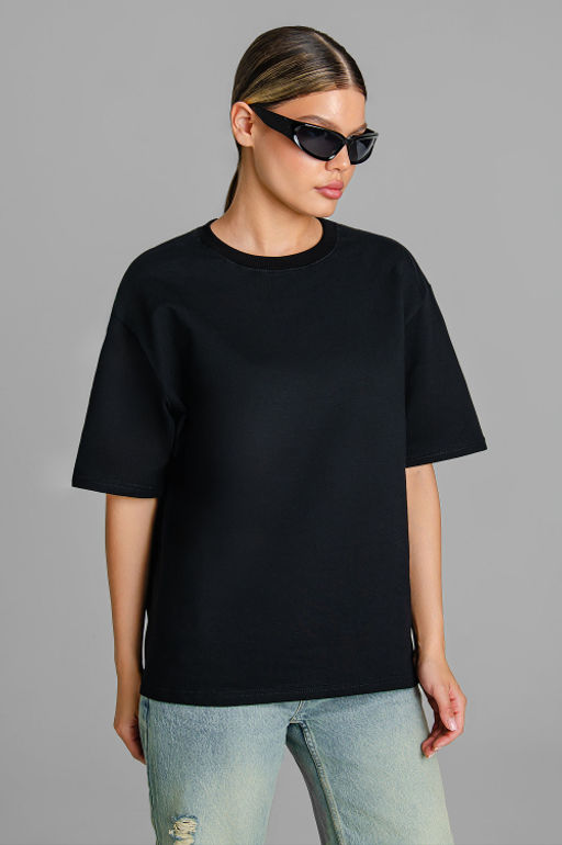 Арт. 3-302/2 Футболка женская оверсайз 44-50 (4 шт) Цвет:черный - Калинка фото 3