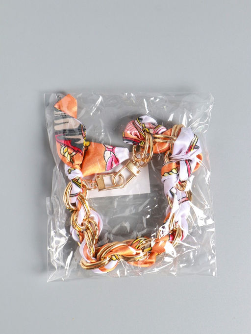 Брелок на 2 карабинах "Платок и цепочка" оранж 20х10х1,7 см