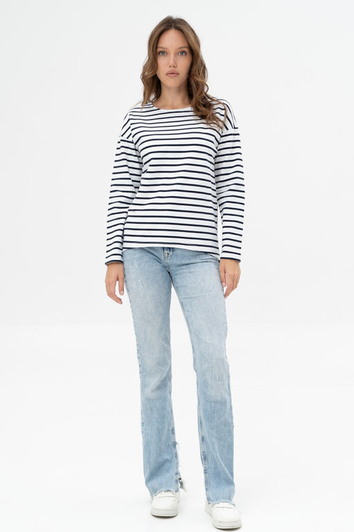 Джемпер женский 484L3-WB белый/полоска - Solo mio фото 2