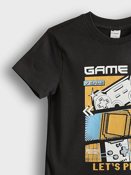 Bisiklet Yaka Bask?l? Erkek ?ocuk Ti??rt