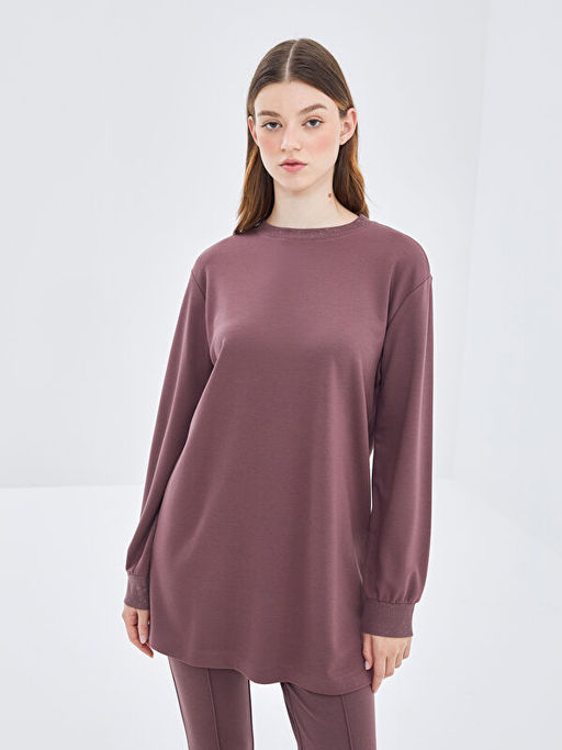 Bisiklet Yaka Desenli Kad?n Sweatshirt Tunik