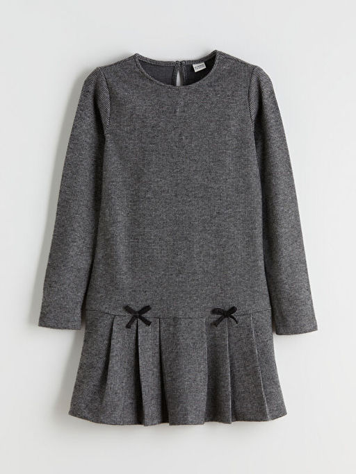 Bisiklet Yaka Pileli K?z ?ocuk Elbise