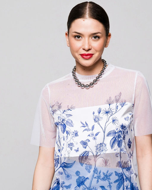 авторская футболка из сетки с шелковой вставкой - Sahar art lab фото 11