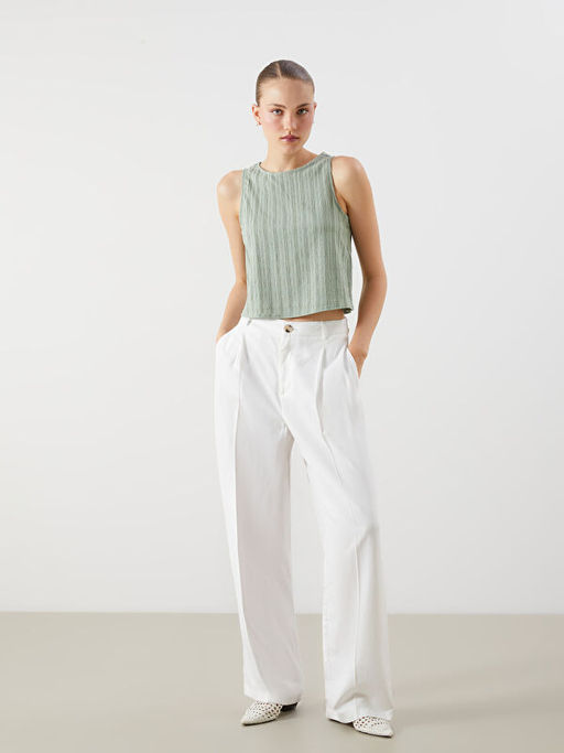 Bisiklet Yaka Dokulu Bluz