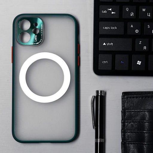 Чехол LuazON для iPhone 12, поддержка MagSafe, с окантовкой, пластиковый, зеленый