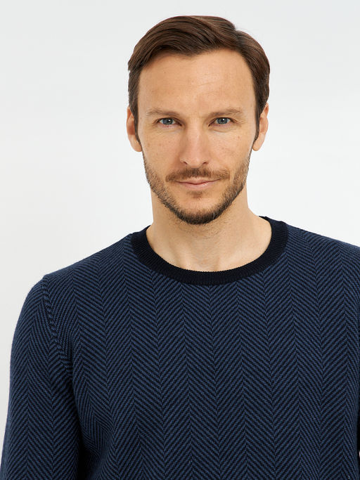 джемпер мужской темно-синий с добавлением шерсти - Glenfield фото 4