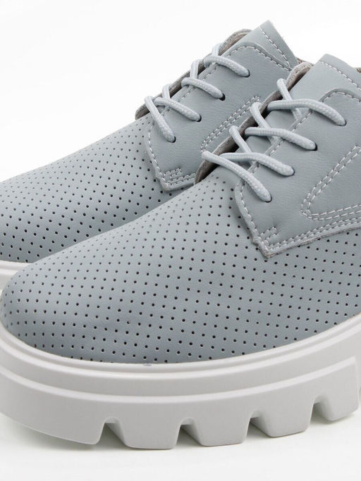 03-HY11-3D GRAY/LT. BLUE Полуботинки летние женские (натуральная кожа)
