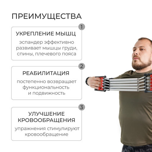 Эспандер грудной ONLYTOP, 25 кг, 5 пружин