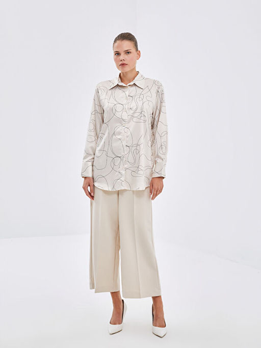 Desenli Saten Kad?n G?mlek Tunik