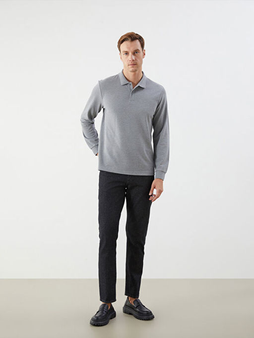 Polo Yaka Uzun Kollu Pike Erkek Ti??rt