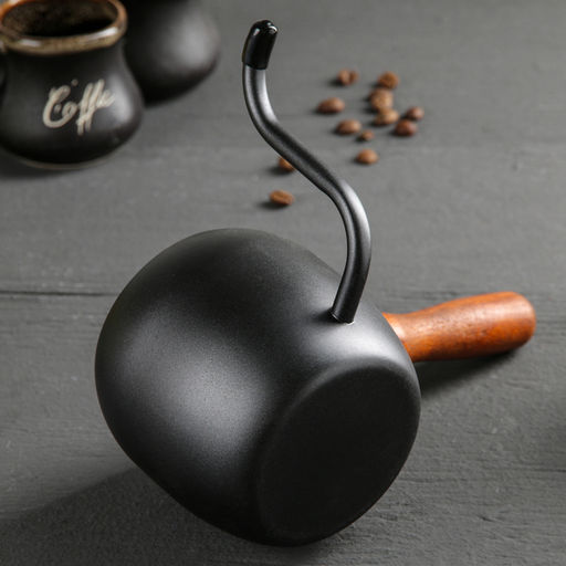 Турка, 500 мл, деревянная ручка, металл, чёрная