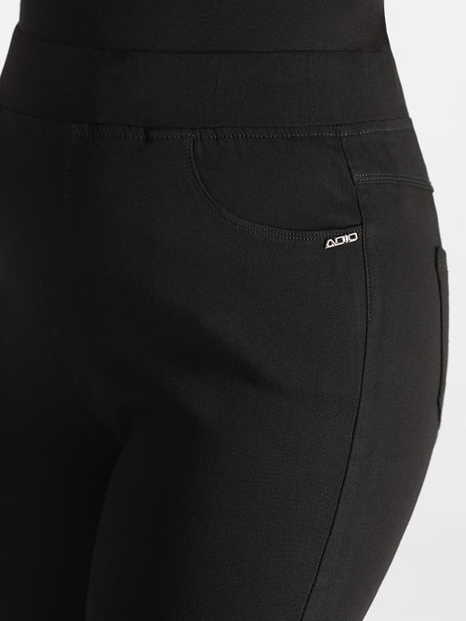 Джеггинсы утепленные больших размеров с высокой посадкой черные - Almond фото 2