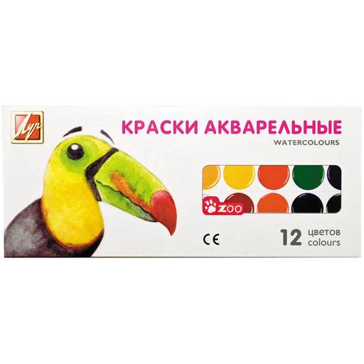 Акварель ЛУЧ "ZOO" 12цв. без кисти (19С1247-08) карт.уп.