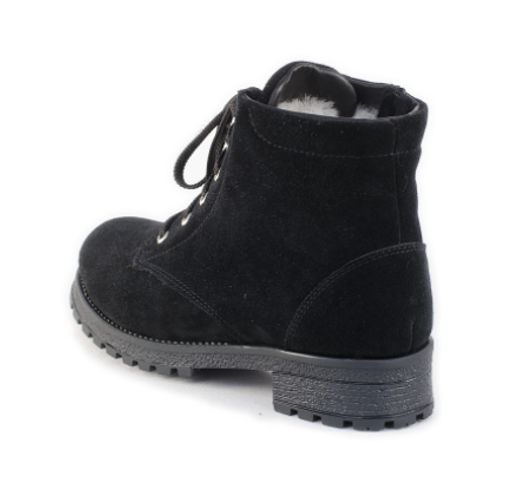 Ботинки женские на литой подошве черные, замша, молния, шнуровка - Roshva фото 3