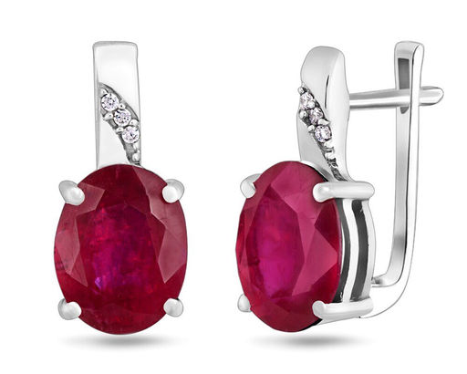 Серьги, 2 рубин корунд овал 8х10 мм/7.42 ct, Увлечение
