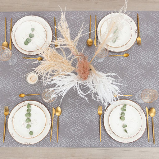 Скатерть Этель Ромбы цв.серебро, 142*283 +/-3 см, 115 10 гр,100% п/э  фото 6