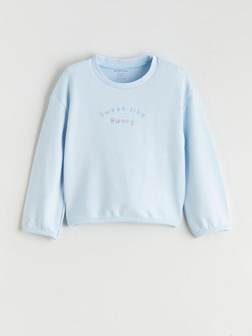 Bask?l? K?z Bebek Sweatshirt ve E?ofman Alt?