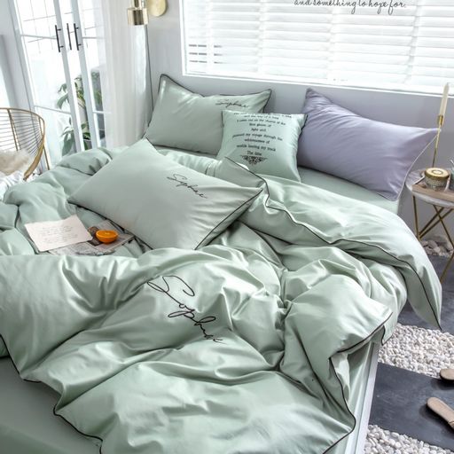 КПБ Mency однотонный с вышивкой MENO005 Евро