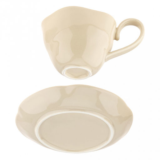 Шоколад Чашка фарфоровая 210мл, д9см h6,9см, с блюдцем д14,8см h2,1см, общая h7,5см, глянцевая глазурь, ассиметричная форма, цвет - кремовый, в коробке (Китай) - Домашняя мода фото 9