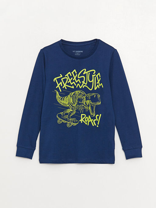 Bisiklet Yaka Bask?l? Uzun Kollu Erkek ?ocuk Pijama Tak?m? - Waikiki фото 2