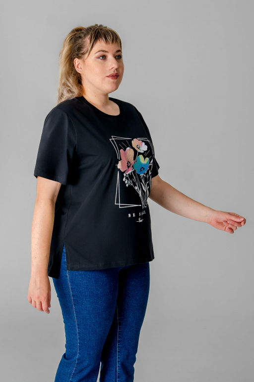 Арт. 31170 Футболка женская 50-60 (6 шт) Цвет:черный