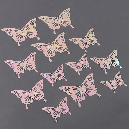 Набор для украшения Бабочки, набор 12 шт, цвет перламутровый белый - Страна карнавалия фото 2