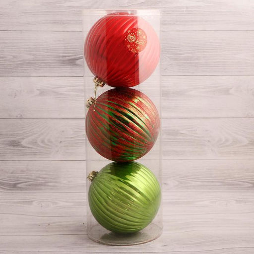 Ёлочные игрушки Пальмира полосы, шары новогодние, d=15 см, набор 3 шт., МИКС - Зимнее волшебство фото 2