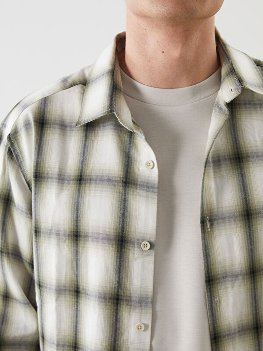 Regular Fit Uzun Kollu Ekose Gabardin Erkek G?mlek