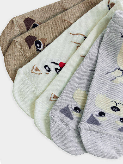 Носки детские (3 пары) бежевые с рисунком в виде собачек - Mark formelle фото 5