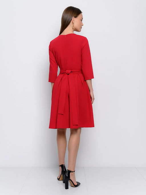 Платье малиновое длины мини с рукавами 3/4 - 1001dress фото 3