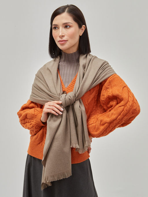 в составе шерсть Большой, мягкий, теплый двусторонний меланжевый однотонный палантин - Tantino фото 5